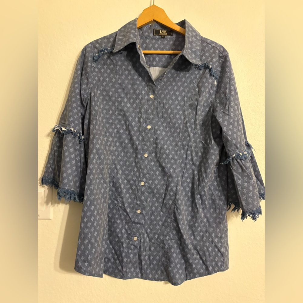 Lucky And Blessed Button Down Top